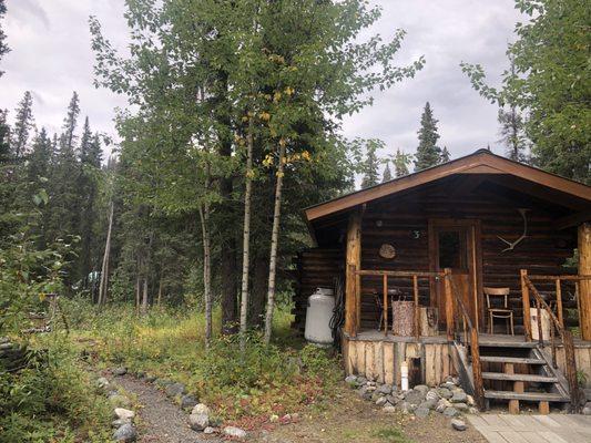 Cabin #3, creek right behind cabin. Bathroom.