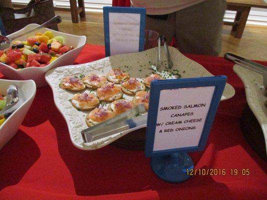 Smoked Salmon Canapes with Cream Cheese and Red Onions