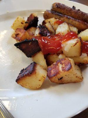 Burned potatoes,boiled first..yuck.