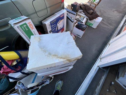 Damage on boxes that held valuable hard drives with irreplaceable footage of dance from around the world.