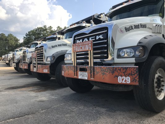 Fleet of dump trucks