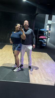 Me and hubby at the Zumba class area / stretching area.