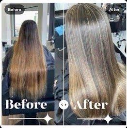 Beautiful before and after color and highlights