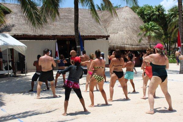 Exercising on the Beach Cancun