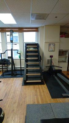 Cardio Machines: VersaClimber, Jacobs Ladder, and VersaRower. (left to right)