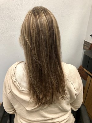 New highlights and blunt trim