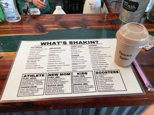 Brownie Batter Shake (medium size), with the shakes menu