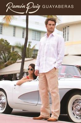 Puig's White Long Sleeve Irish Linen Guayabera