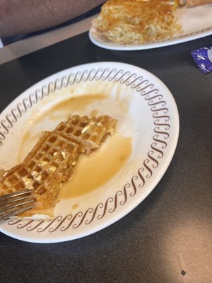 Half eaten waffle