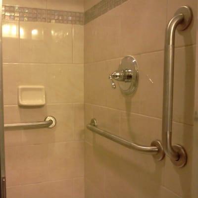 Safety bars in tile shower