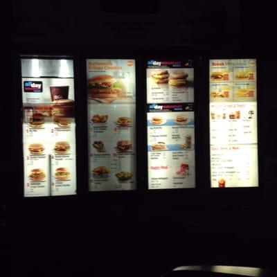 Menu board for drive thru