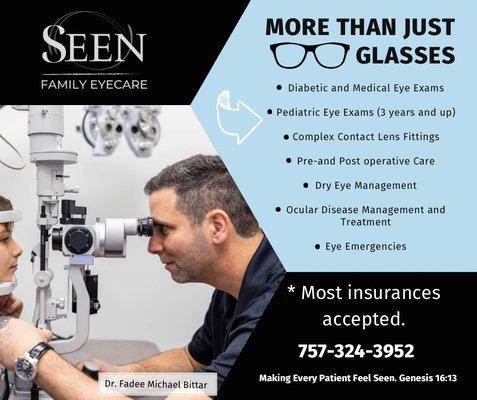 Eye exams, medical eye exams, pediatric eye exams and more