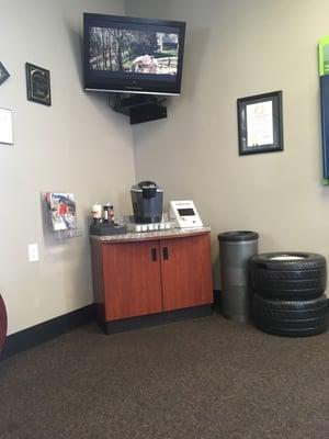 Entertainment and refreshment area... #keurig #tv