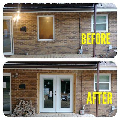 Window to French door conversion