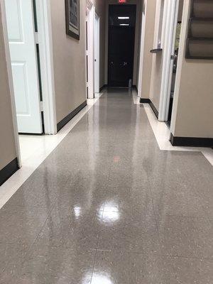 Floor stripping and waxing, medical office