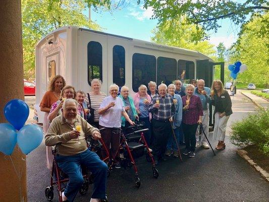 Cheers to our brand new van! Residents enjoy mimosas in the morning.