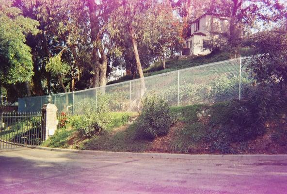 chain link fence with top rail