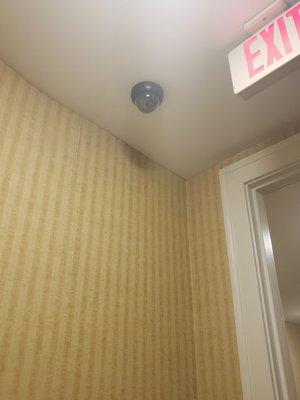 This is a current picture of one of the cameras by the elevator that is out of order. It had been for MONTHS!