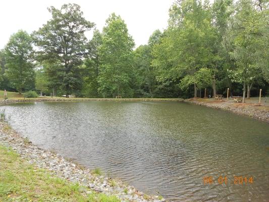 Close up view of our catch and release pond