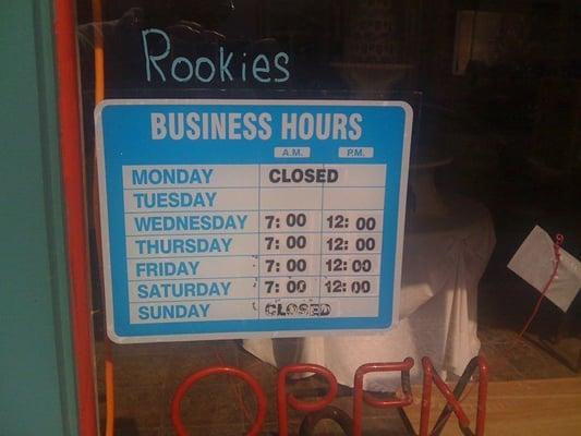 Business hours... Or lack of them