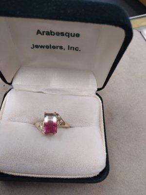 Custom designed Watermelon Tourmaline ring.