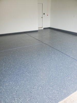 A finished garage floor