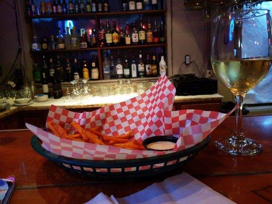 Sweet potato fries and Chardonnay.