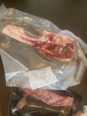 The tomahawk chop and flaken ribs thawing...