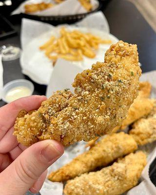 Crispy Chicken Tenders with garlic parmesan rub