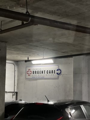 Signs in garage to direct you