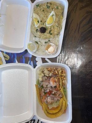 Ceviche de pescado and ají de gallina