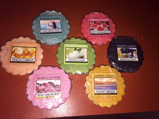 Some of my favorite wax melt scents that I snagged for 49 cents at the semi annual sale. What a deal!