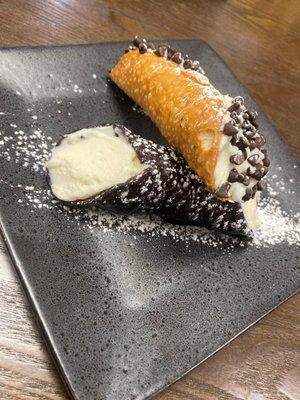 limited time only - chocolate covered cannoli shells and the regular cannoli!