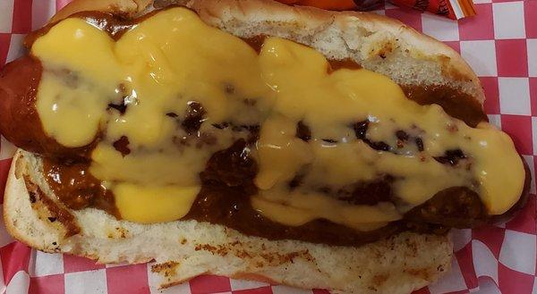 Chili Cheese Beef Hot Dog