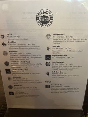 Beer menu (changes frequently)