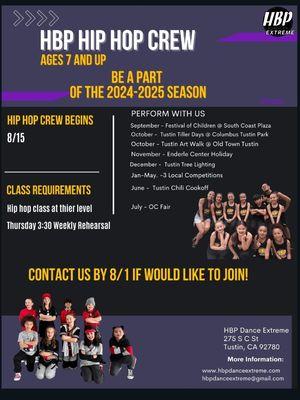 Join our HBP Hip Hop Crew 2024/25 Season!