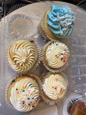 Top left - banana foster  Bottom left - birthday cake  Top right - coconut  Middle right and bottom right - birthday cake