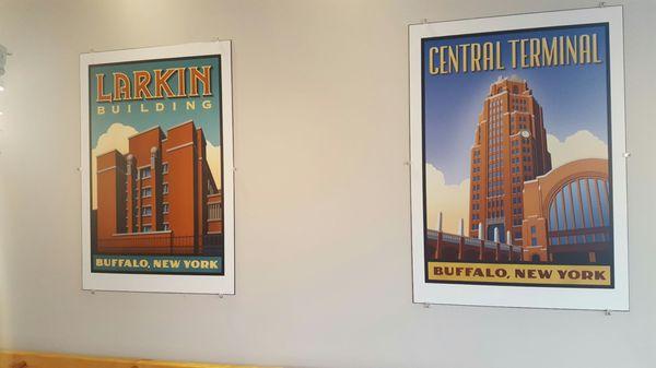 Neat Buffalo landmark prints on the walls