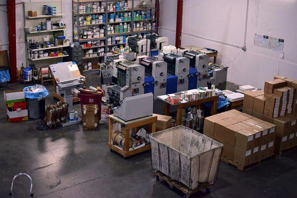 shop floor with two of our small offset presses (Ryobi 3302 and 3304HA)