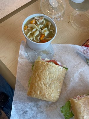 Ham & Swiss with Chicken Noodle Soup