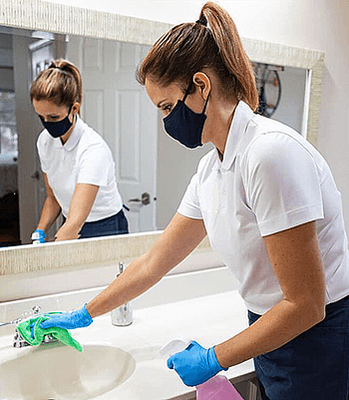 Cleaning a bathroom