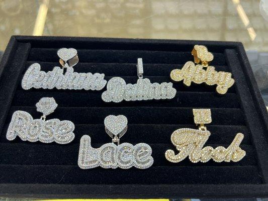 Fully Customizable diamond name pendants!