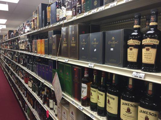 Great Bourbon, whisky and scotch selection