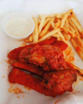 Fries and chicken wings