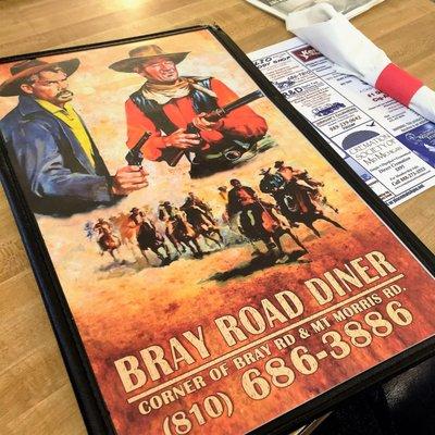 Bray Road Diner menu cover