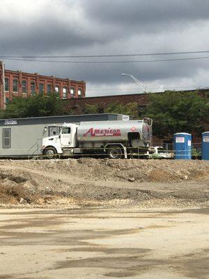 American Fuel Truck on a Work site.