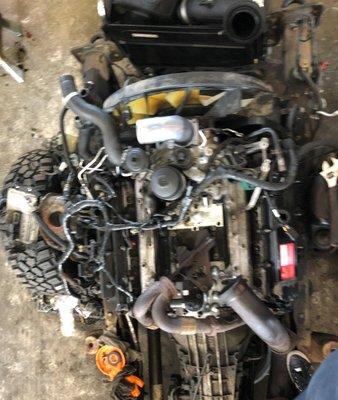 we pulled the cab off we are putting in new head gaskets, an after market turbo, an EGR relocator kit and an EGR cooler.