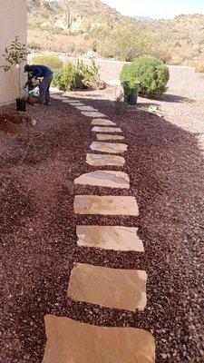 Flagstone stepping path