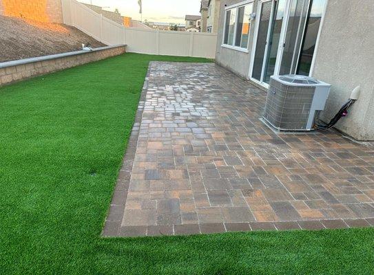 Pavers and artificial grass landscape remodel in Fontana