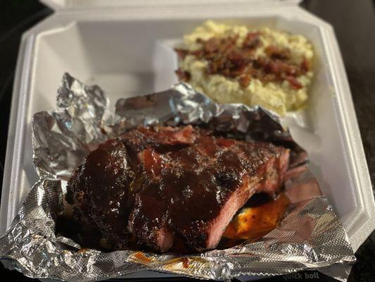 Ribs, and potato salad.